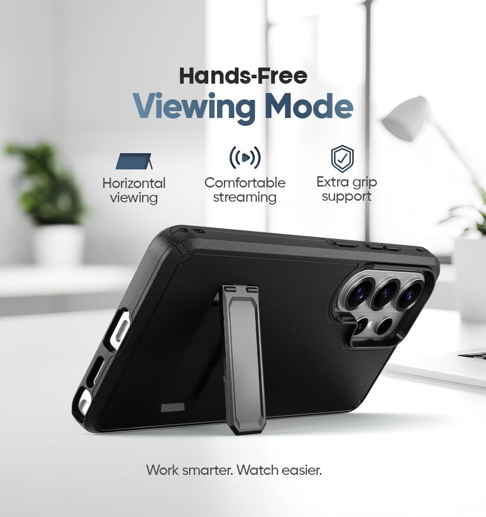 MOTIVE Designed for Samsung s26 Ultra Case, Rugged Phone Cover with Belt Clip Holster, Compatible with MagSafe Qi2, Military Grade Drop Protection, s26 Ultra case with Stand | 6.9” - Black