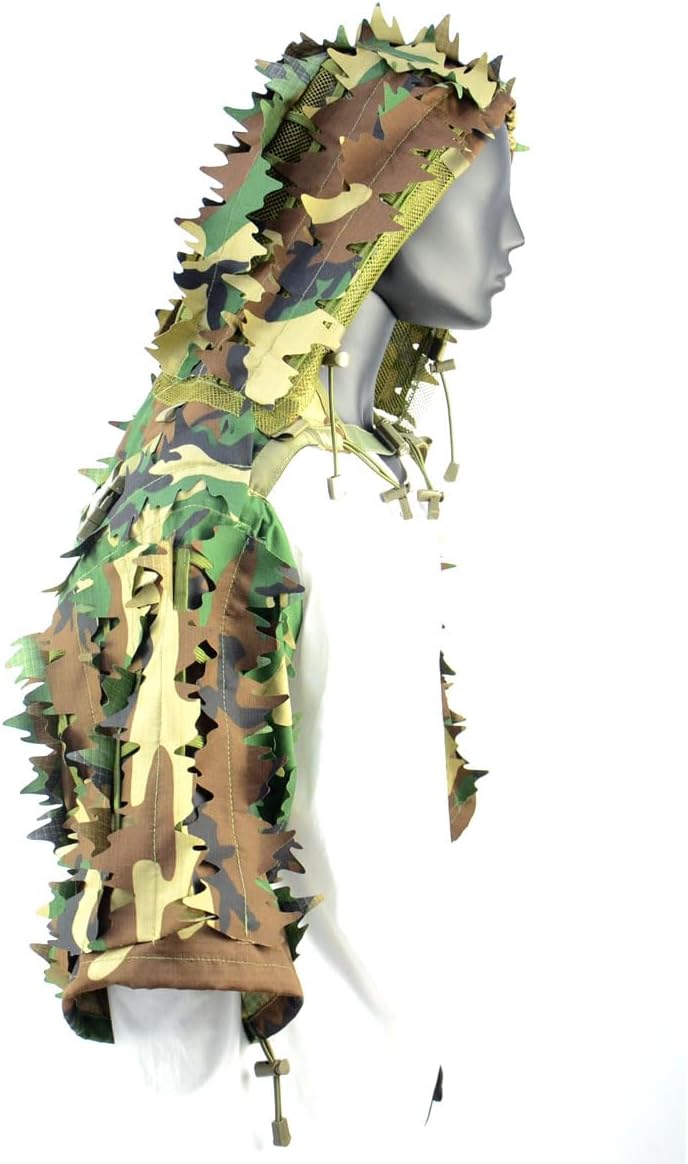 ROCOTACTICAL Sniper Ghillie Viper Hood with 3D Laser-cut leaves, Tactical Ghillie Suit Foundation