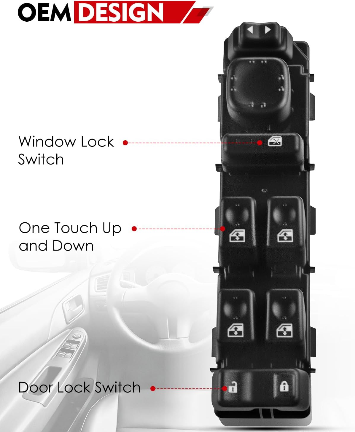 Power Window Switch Driver Side Master Switch for:-Chevy Silverado Suburban Avalanche 1500 2500 3500 Tahoe for:-GMC Sierra Yukon XL 2003-2007 Replace OE# 15883323 901-075 DWS220