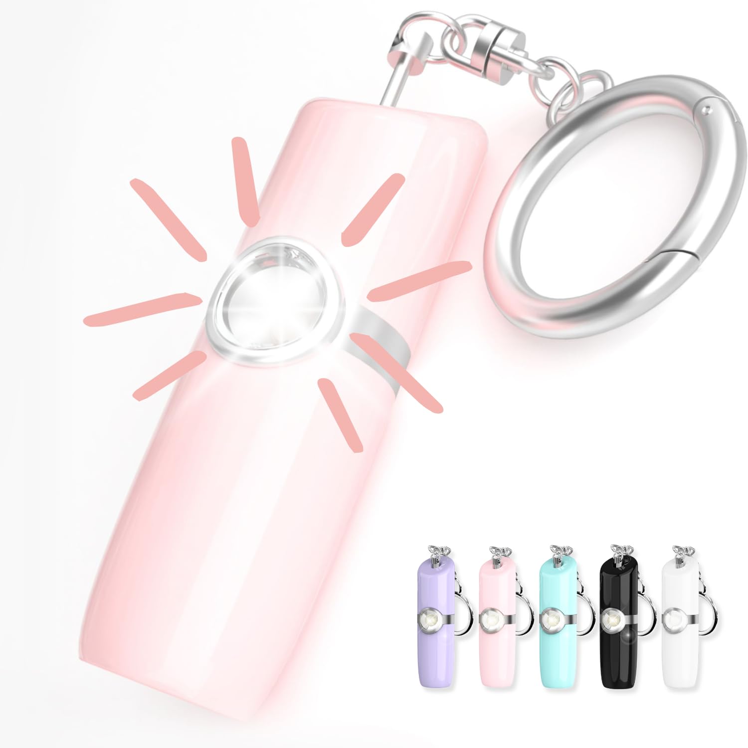 SMPERSALMPK SM Allarme di sicurezza personale da donna, compagno di protezione quotidiana, sirena forte 130 dB, luce SOS, ricaricabile, portachiavi di sicurezza discreto a forma di rossetto