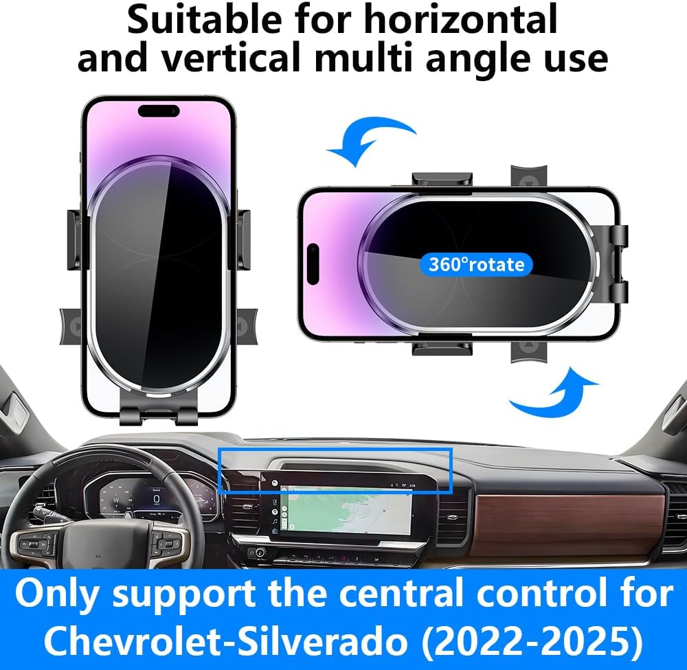 Car Phone Holder For Chevrolet Chevy Silverado 1500 2022-2026，2500HD 3500HD 2024-2026 LT，RST，LT Trail Boss，ZR2，LTZ High Country【NOT Fit Work Truck，Custom，Custom Trail Boss】Auto Accessories Mount case