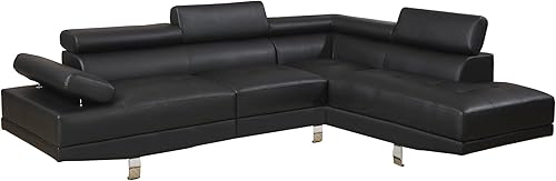 Poundex Sofá seccional, negro