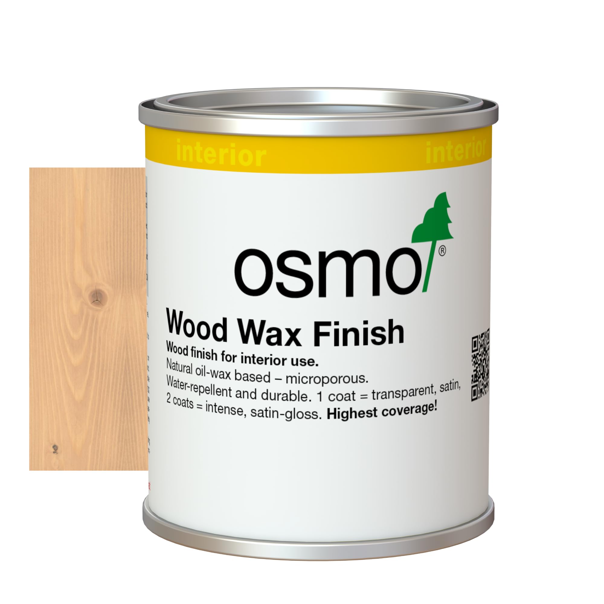 Osmo Wood Wax Finish 3102, Lightly Steamed Beech Satin Finish, 125ml Tester Size - Durable Furniture Wax for Wooden Furniture, Water-Resistant Floor Wax, Wood Treatments - Ideal for Oak, Pine & More