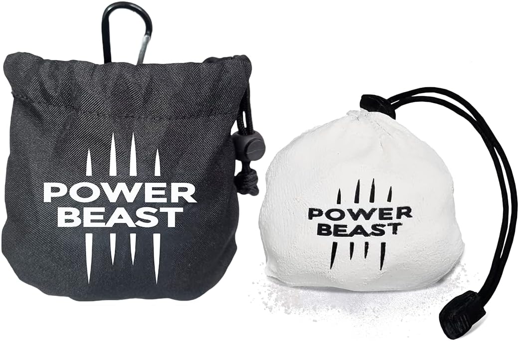 POWER BEAST Chalk Balls Refillable 60 g + Magnesia Bag, Chalk Ball, Chalk Bag, Magnesium Chalk, Bouldering, Climbing, Fitness, Cross-Fit, Gym, Gymnastics, Pole Dance, Weightlifting.