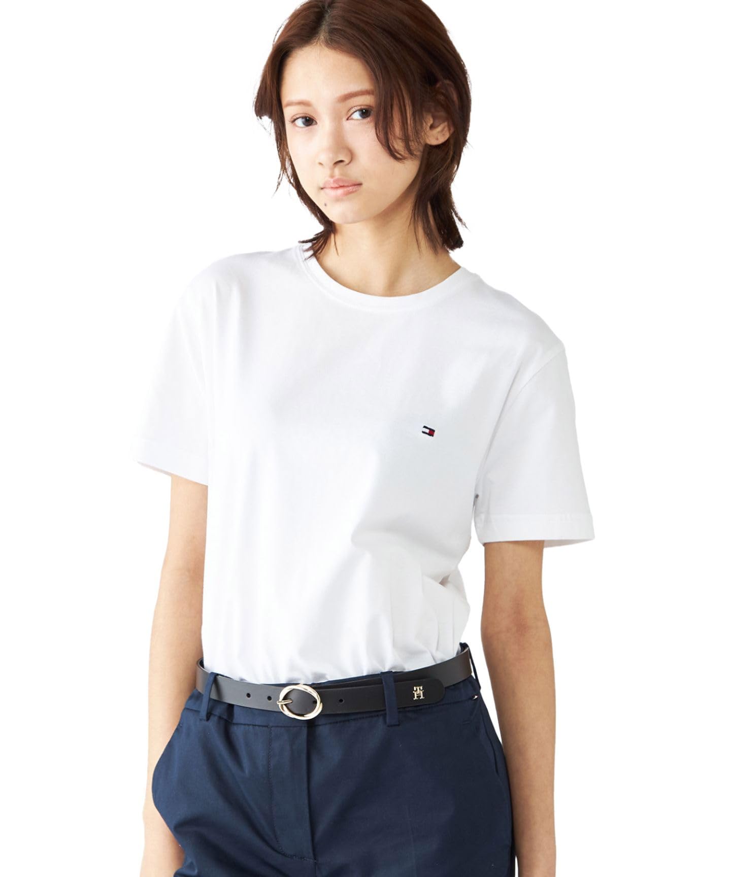 Tommy Hilfiger - Men's T-Shirt - Logo T Shirt for Men - Crew Neck T Shirt Men - Tommy Jeans Logo - 100% Organic Cotton Jersey - White - Size M
