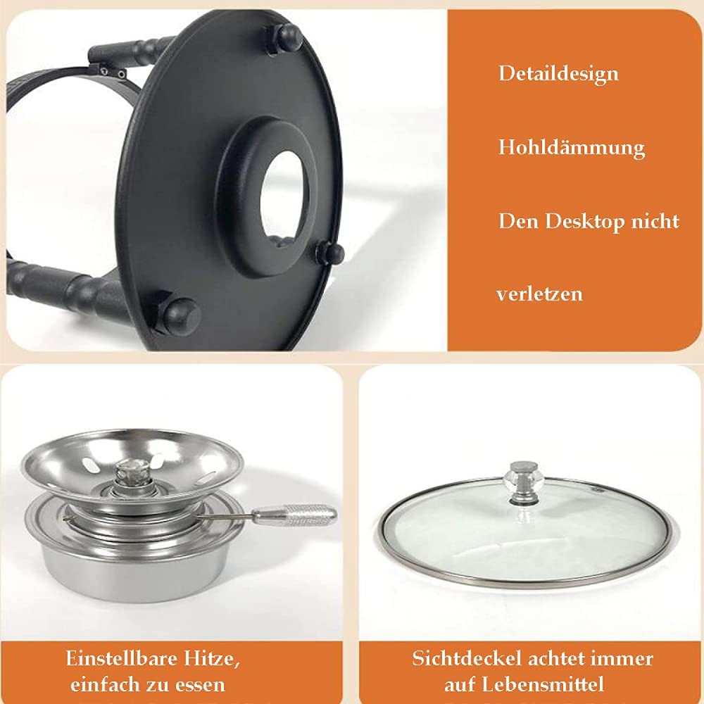 Campingkocher Mit Topf Einstellbare Feuerkraft Rostfreier Stahl Campingkocher Mini Campingkocher,Retro Für Innenräume Einzelner Buffet-Titangold