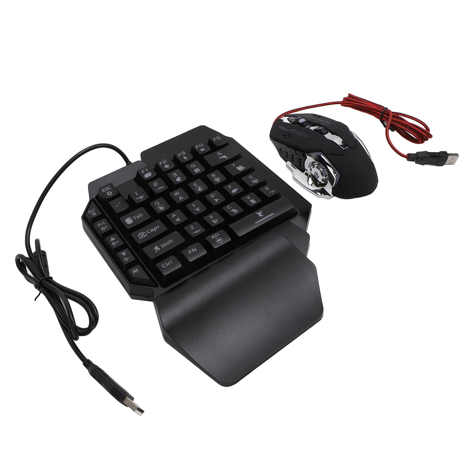 Hidyliu Combinación de Teclado y Mouse para Juegos con una Sola Mano con Soporte para Teléfono Bluetooth para Jugadores Móviles Diseño RGB 4 en 1 con Cargador de Alta Velocidad