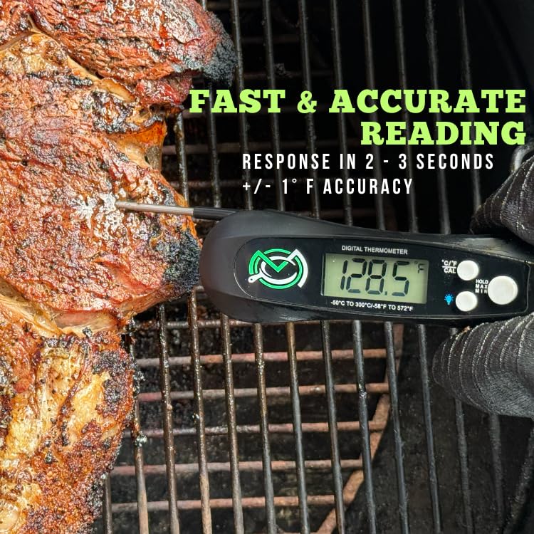 Miniatura 2 de MagneCHEF Termómetro digital de lectura instantánea para carne, ultra rápido de 3 a 4 segundos de lectura, termómetro retroiluminado impermeable