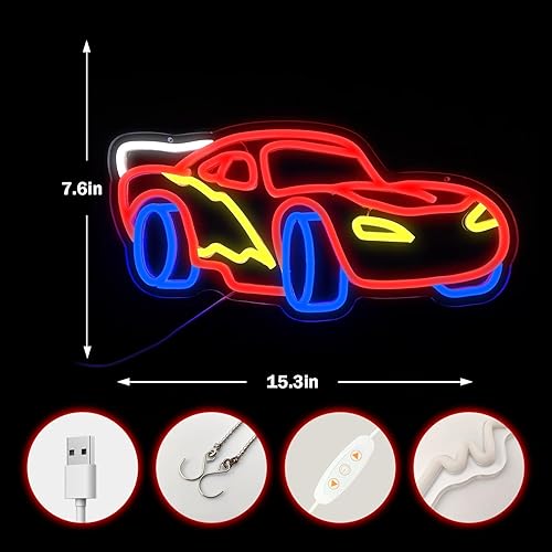 Miniatura 3 de Letrero de neón para decoración de pared, regulable, para automóvil, de carreras, luz de neón, luces de neón LED, letreros de luces de neón para