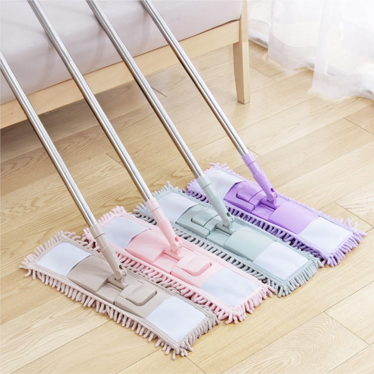 Fregona Fregona Plana Perezosa For El Hogar, Trapeador Húmedo Y Seco For Pisos De Madera, Baldosas, Paño For Fregar Limpieza Suelo(Beige)
