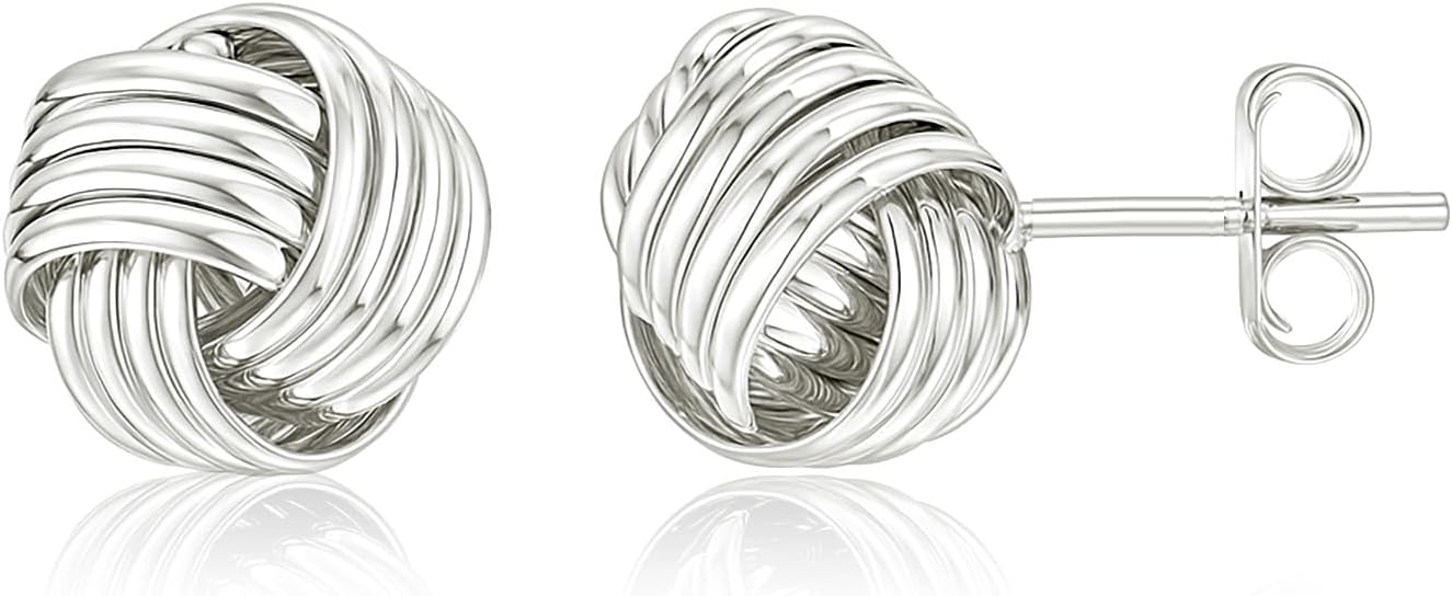 LeCalla 925 Sterling Silver Stud Earrings | Flower Love-Knot Earrings Lightweight Italian Design Stud Earring for Women