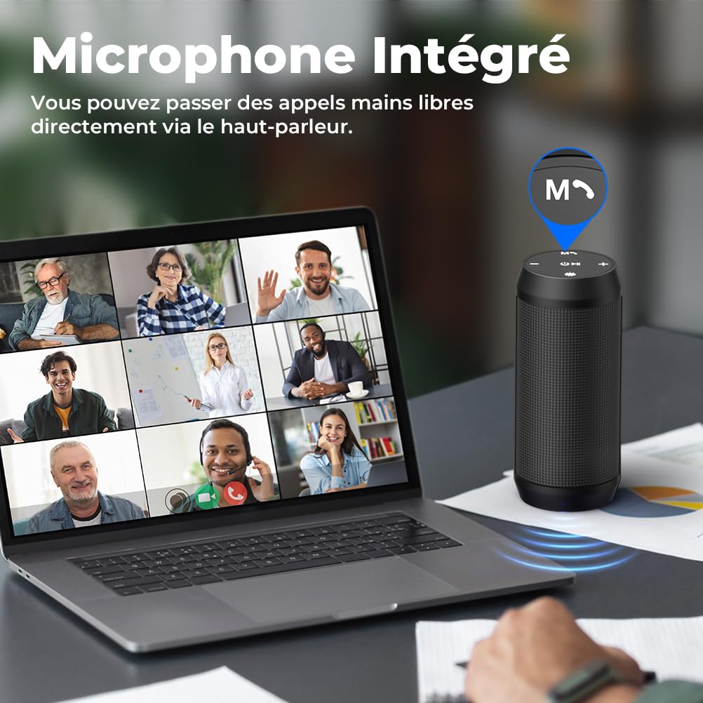 ELEHOT-Store Enceinte Bluetooth Lumineux en 5 Couleurs Haut-Parleur Portable sans Fil Enceinte USB avec Fonction Mains Libres Support Carte TF/Clé USB,Double Appairage Stéréo,Autonomie 16 hrs