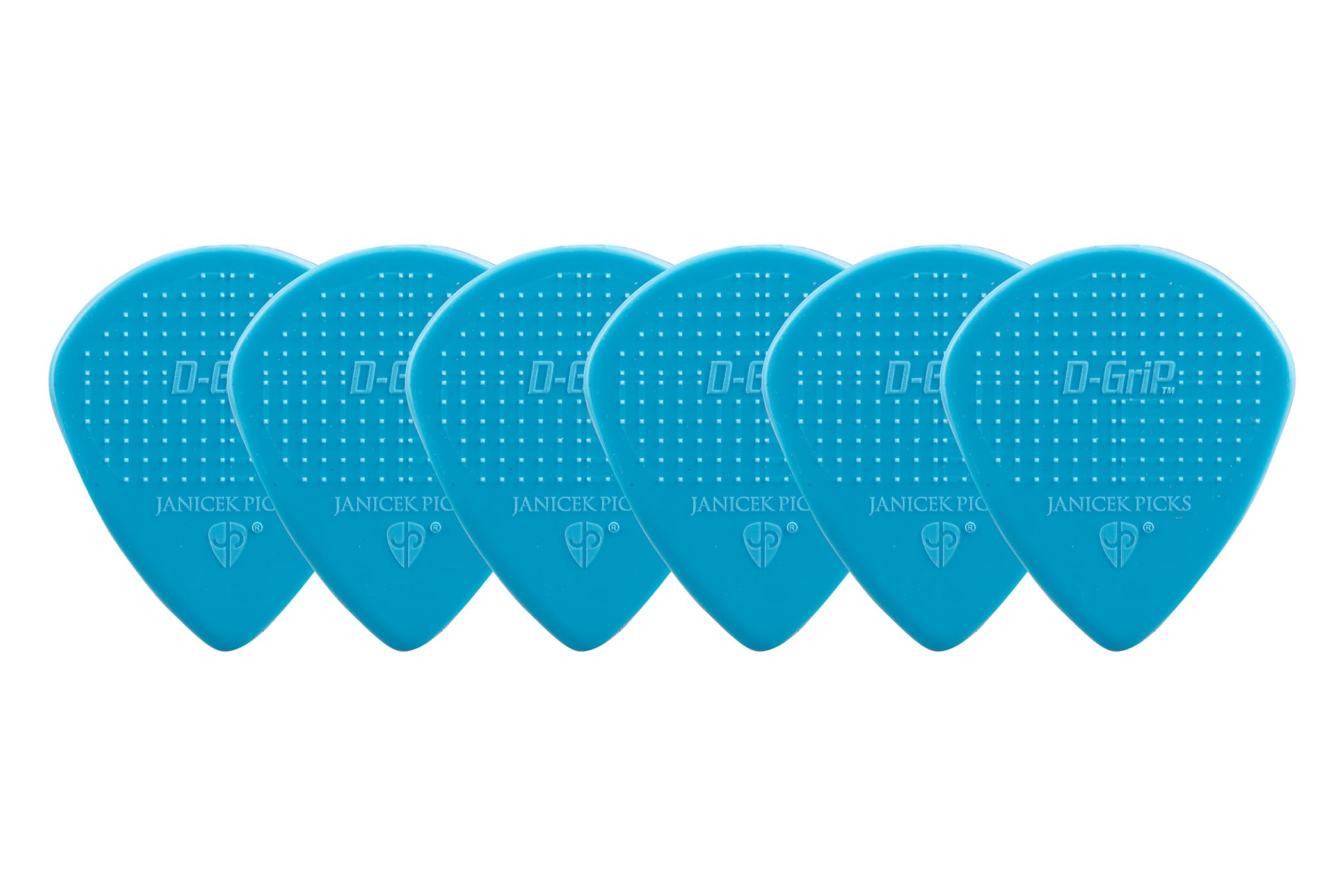D-Grip Plectrum, Janicek Nylon Picks, Jazz A-small shape, 1.00 mm Sky Blue, Pack of 6, with non-slip textured surface