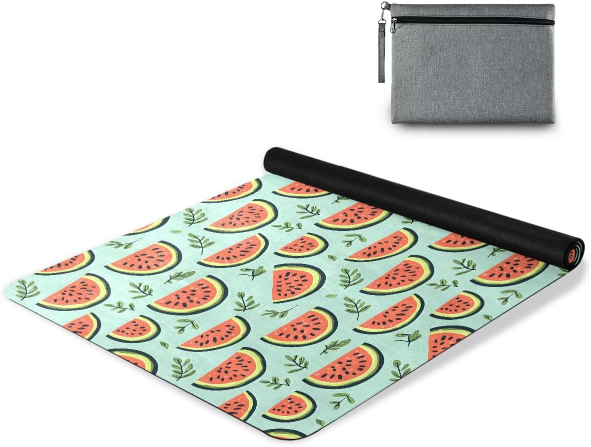 ALAZA Watermelon Summer Pattern Yoga Mat Non Slip Fitness Exercise Mat, Workout Mat for Yoga, Pilates and Floor Exercises