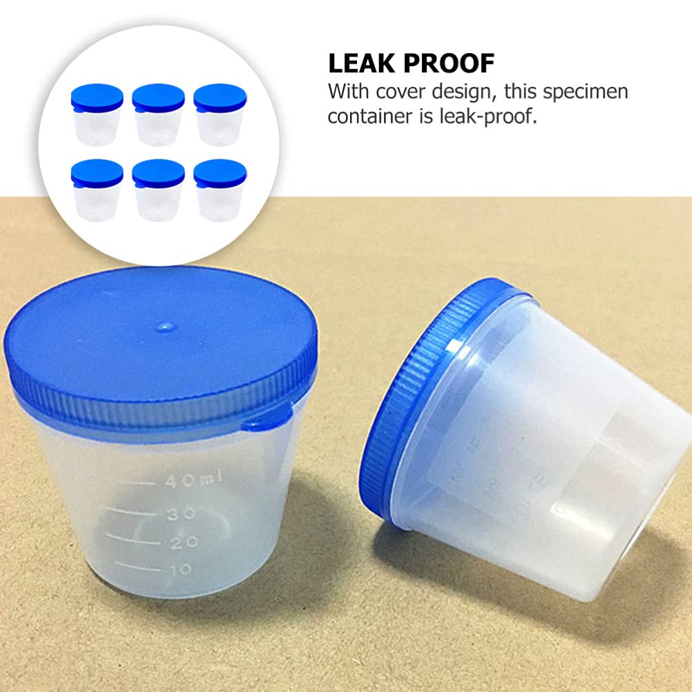 Scicalife 100 Unidades de Vasos de Muestra para Orina Vasos de Plástico para Recolección de Orina Vasos de Muestra con Tapas para Prueba de Embarazo de Laboratorio 40ML