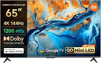 Xiaomi TV S Mini LED 65" 2025 | Bright 4K QD-MiniLED display with accurate color | 144Hz refresh rate | Premium metal finish with ultra slim-bezel design | Powerful AI engine for image enhancement