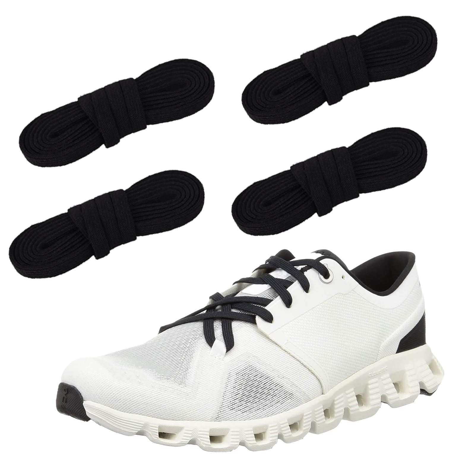 NOQUBYS 2 Pairs Elastic Shoe Laces for On Cloud, Original Athletic Flat Thin Shoe Strings Replacement for Sneakers