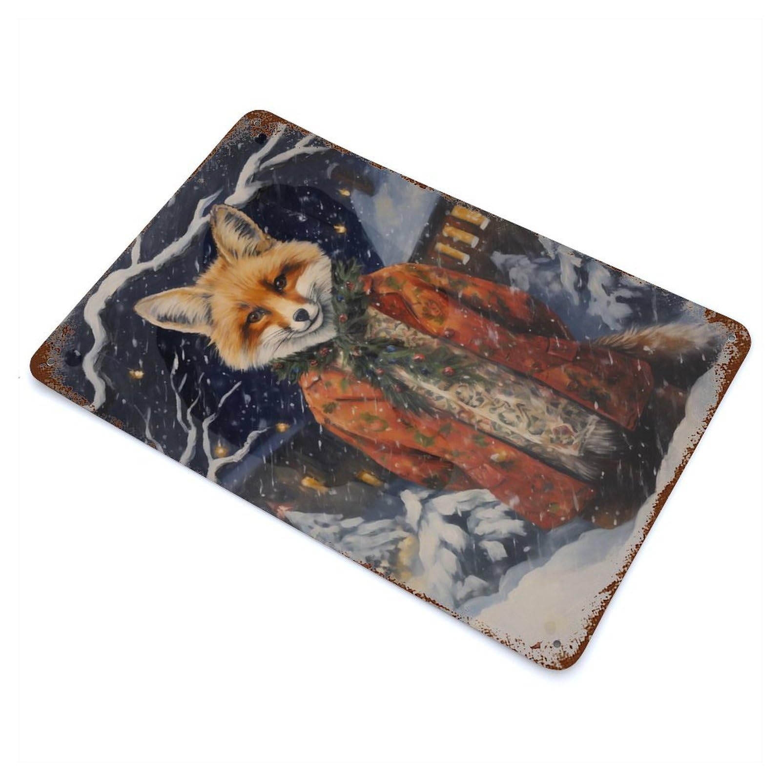 Old Classic Fox Xmas Retro Metal Sign 11.8"x7.9", Ideal for Cafe, Home Bar And Lounge Decor