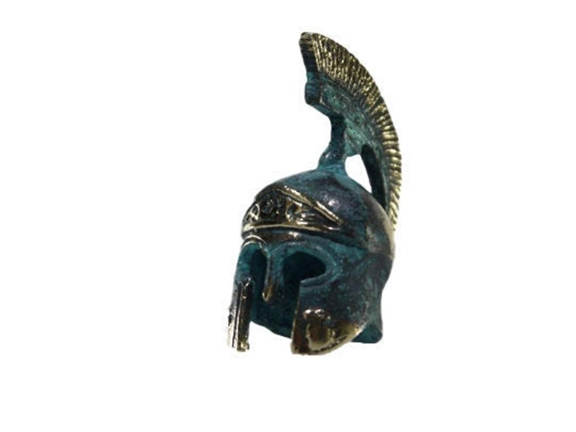 Beautifulgreekstatues Bronze Ancient Greek Miniature Helmet Oxidation Handmade 2.95" 386