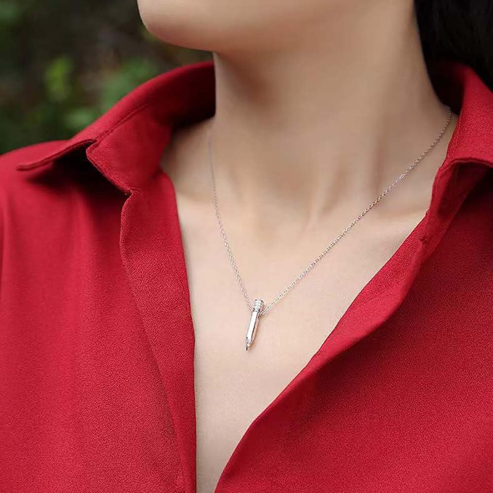 Collana Matita in Argento Moissanite per Donne Gifts di Laurea Studentessa Figlia Figlio