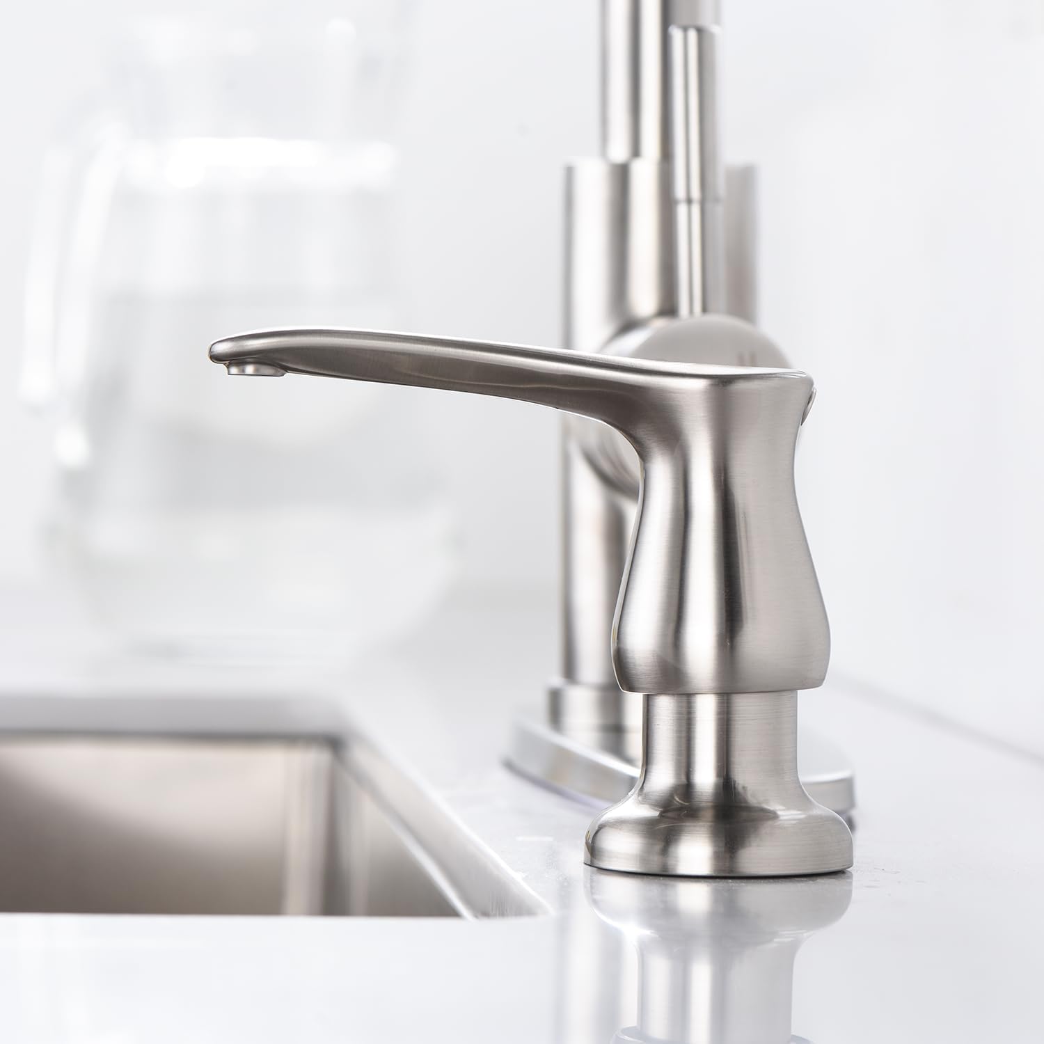 GAGALIFE Kitchen Sink Soap Dispenser - Brushed Nickel Built in Soap Dispenser with 17 OZ Bottle, Lotion Dispenser for Kitchen Sink, Refill from The Top - Image 8