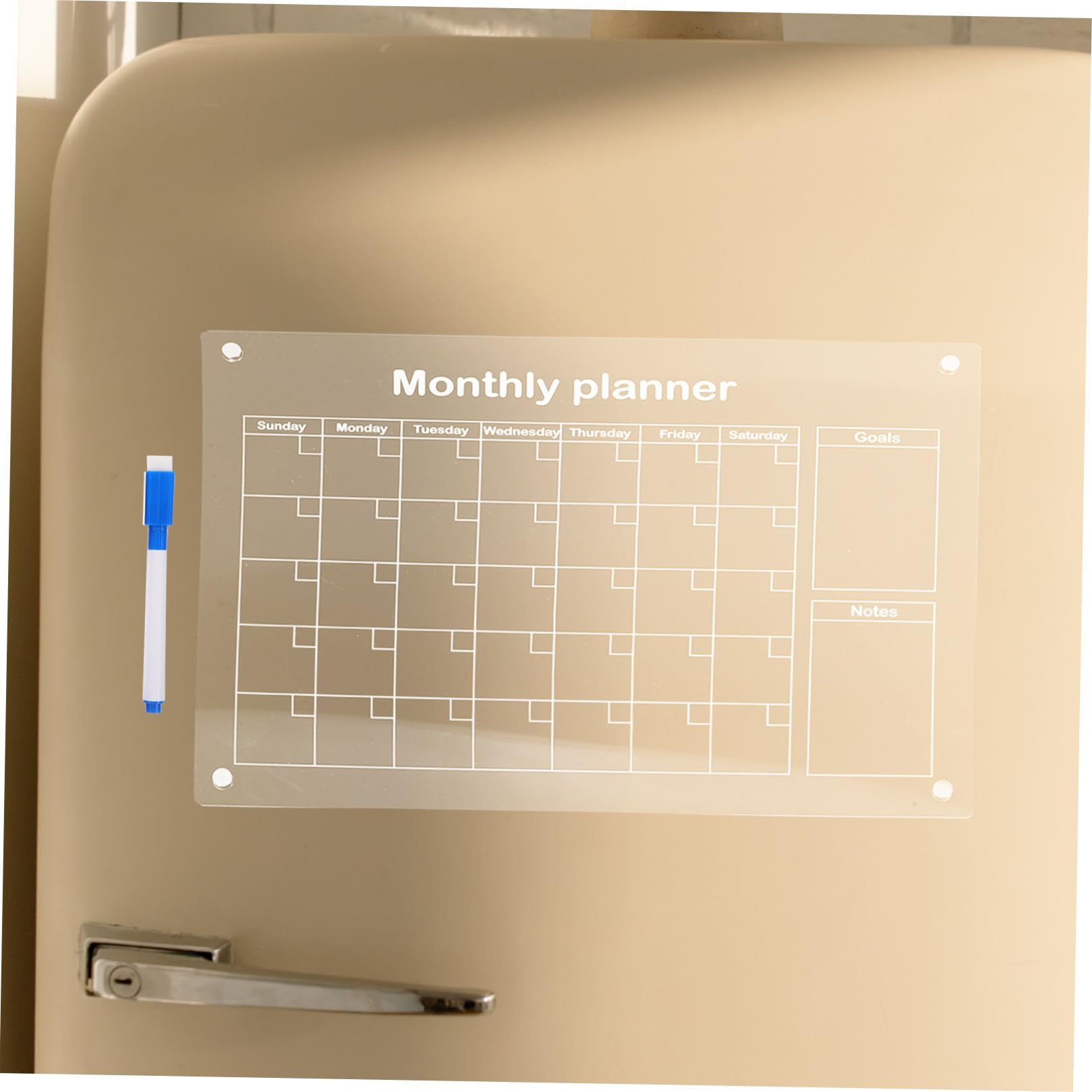 Calendario Da Frigorifero Con Lavagna Magnetica Cancellabile A Secco - Planner in Acrilico - Organizzazione Di Piccoli Uffici E Case