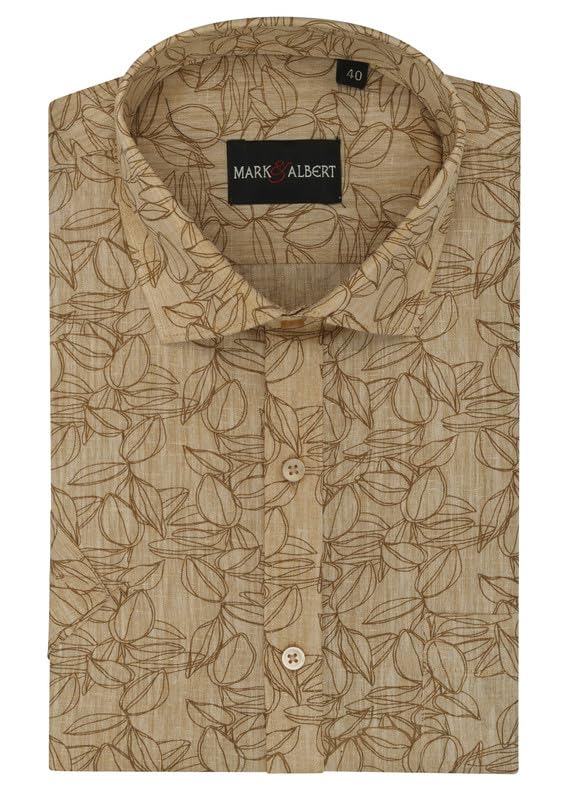 Image of MARK & ALBERT Men's Half Sleeve Linen Slim Fit Shirt