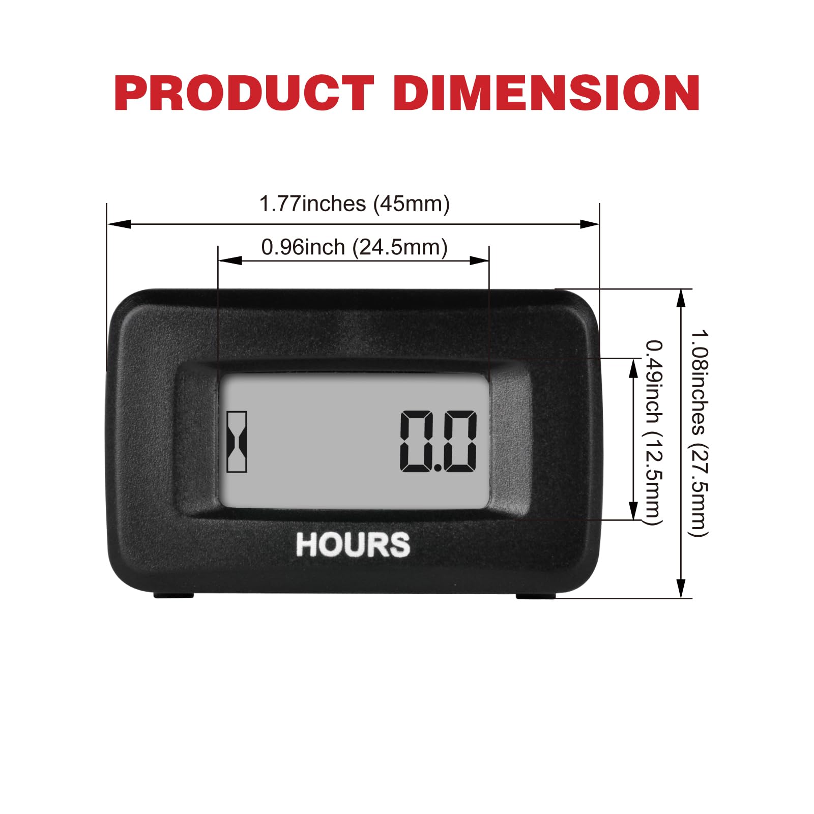 Contaore Digitale RQ-HM055AG, temporizzazione Tot, AD/DC 5-277V, Dati memorizzati, utilizzato per Motori a Benzina Come Tosaerba, motocicli, ECC