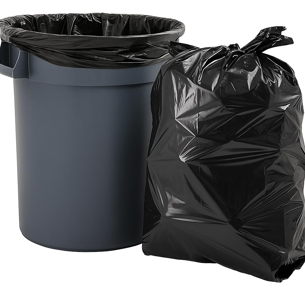 Müllbeutel, hohe Kapazität, sehr robust, 60 Mikron, auslaufsicher, blickdicht, schwarz (gefaltet im Karton) (130 l/200 Stück)