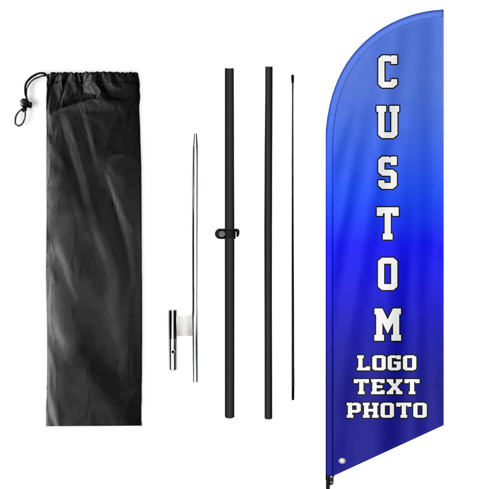 Custom Feather Flag Personalized Advertising Feather Flags Banner For Outside Business Customized Business Logo Text Double Sided 2.0x8.2Ft,