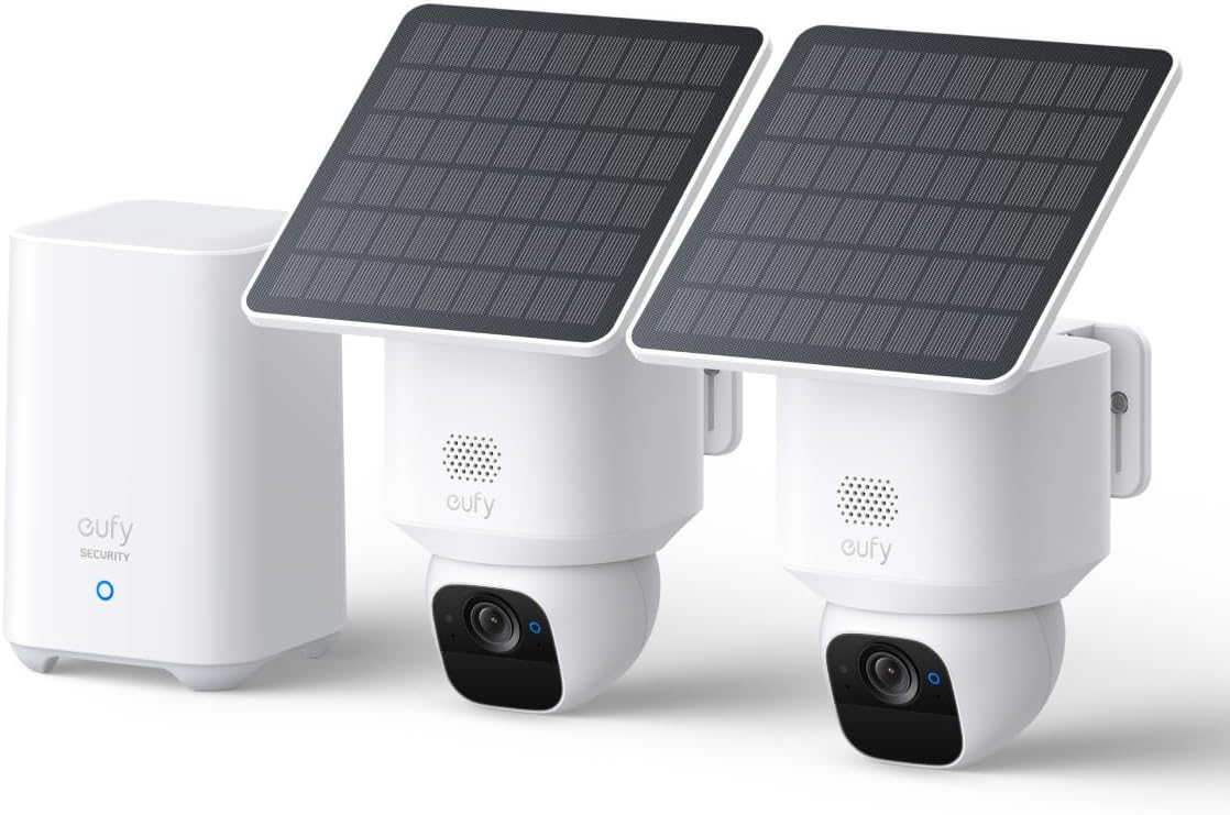 eufy Security SoloCam E30, 2-Cam Pack Kit, Security Cameras Wireless Outdoor, Solar Camera Outdoor Wireless, 360° Pan, AI Tracking, 2K Clarity, No Monthly Fee