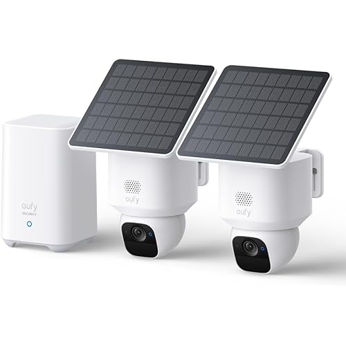 eufy Security SoloCam E30, 2-Cam Pack Kit, Security Cameras Wireless Outdoor, Solar Camera Outdoor Wireless, 360° Pan, AI Tracking, 2K Clarity, No Monthly Fee