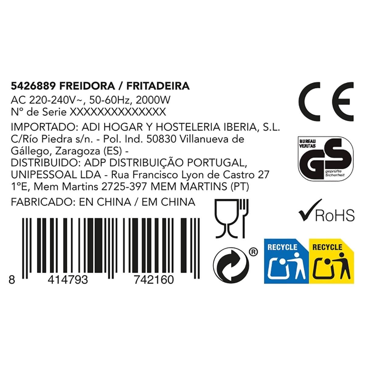 Dcook Gallery Freidora De Aceite 2000w - 3l Pp – Polipropileno Protección Contra Sobrecalentamiento