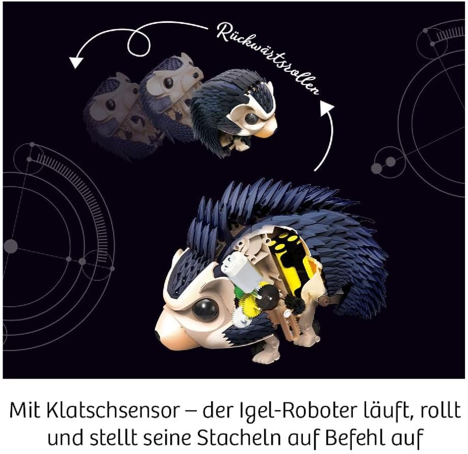 Kosmos 620066 Nuna - Your Hedgehog Robot, Backwards Rolling Through Clapping, He Runs, Rolls Up His Spikes Like A Real Hedgehog, Fascinating Bionic Model Experiment Box