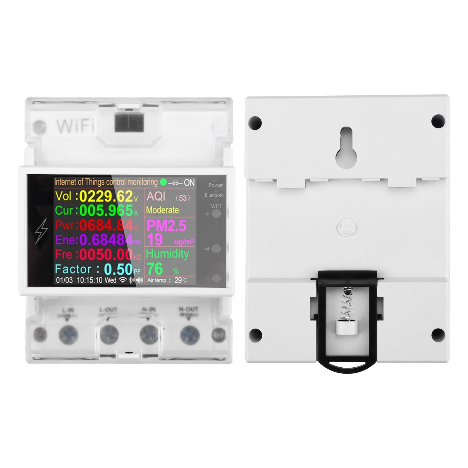 Diymore Misuratore di Energia 100A WiFi Din Rail Telecomando per interruttore intelligente,Monitor del consumo di energia digitale,Misuratore di fattore di frequenza AC85-265V Digital Volt Amp Kwh