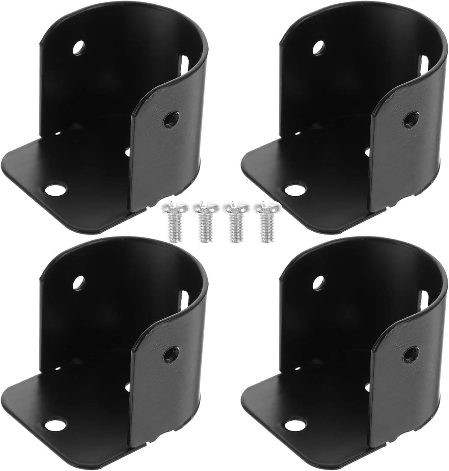 Closet Rod Support 10Pcs Strong Iron Curtain Rod Flange Bracket Wardrobe Pipe Socket Closet Hardware Bathroom U Shape Shelf Support(Black)