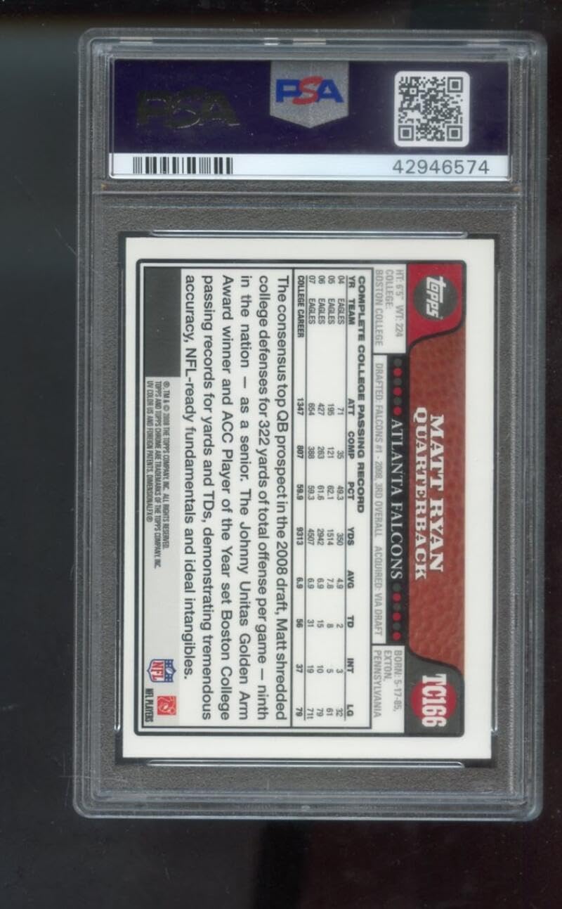 2008 Topps Chrome #TC166 Matt Ryan ROOKIE RC PSA 8 Graded Football Card NFL Atlanta Falcons