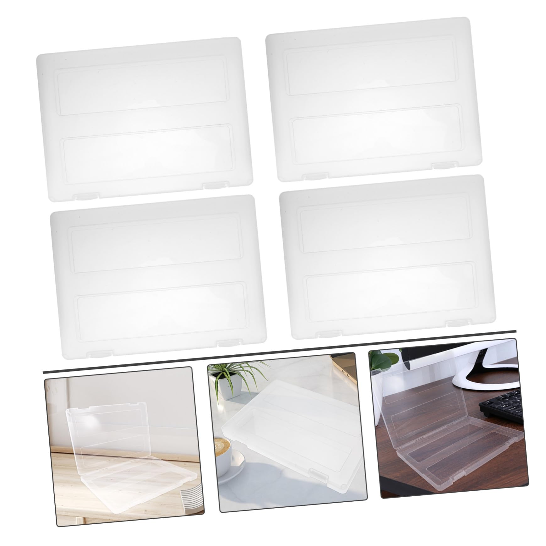 Cabilock Scatola Archivio Documenti Portatile A4 in Pp 4 Pezzi Bianco | Aspetto Trasparente, Uso Multifunzione, per Assegni, Contanti e Ricevute, Mantiene la Scrivania Ordinata
