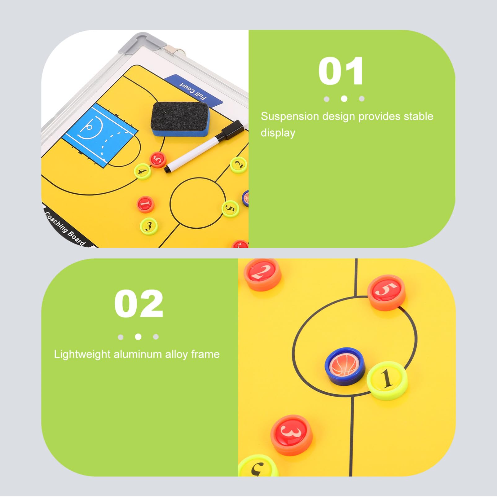Gatuida Pizarra De Baloncesto para Entrenadores Estructura De Aleación De Aluminio Pizarra Blanca Colgante para Entrenamiento Enseñanza y Preparación De Partidos con Diagramas De Jugadas d