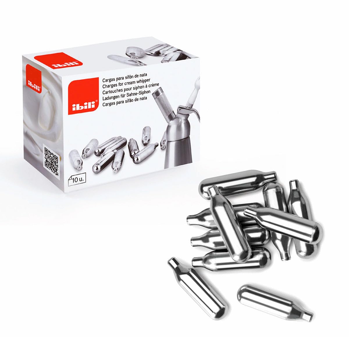 751000 IBILI Cargador Sifones de Nata NO2, Caja de 10 Piezas