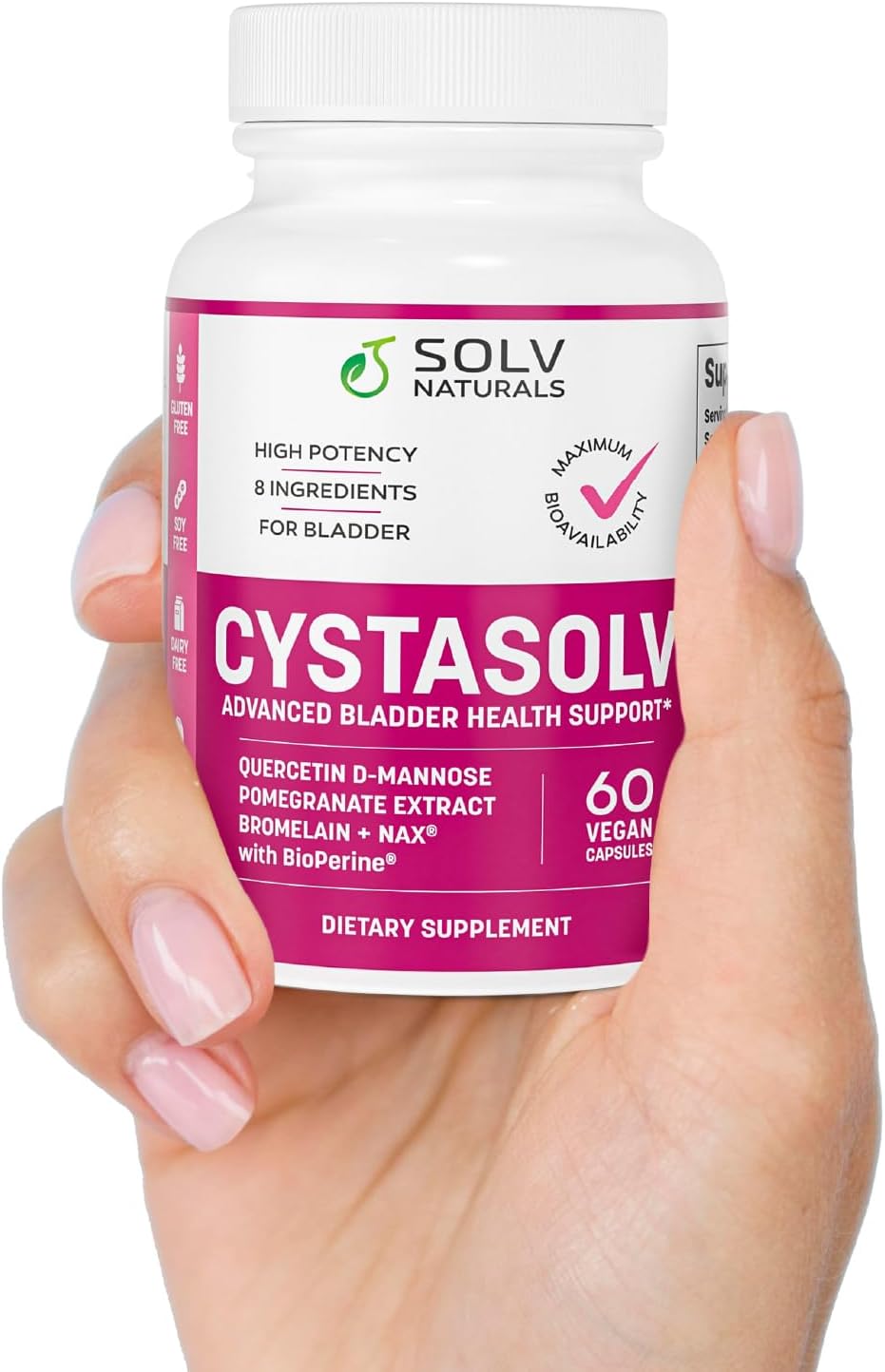 CYSTASOLV Bladder & Pelvic Discomfort Formula - Enjoy Less Urgency & Flares* with Daily IC/BPS UTI Support – Premium Bladder & Urinary Support for Women & Men - 60 Vegan Capsules - Image 3