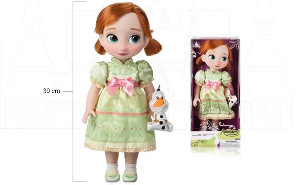 Disney Store Puppe Anna aus der Animator Collection, Die Eiskönigin, 39 cm / 15", echt wirkendes Haar zum Kämmen, Outfit und Schuhe, mit Olaf als Plüschtier aus Satin, Sammelpuppe ab 3 Jahren - 5