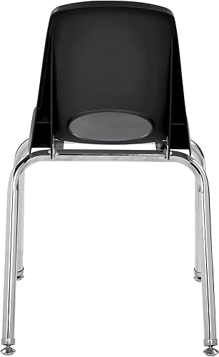 Miniatura 9 de FDP 11560-BK - Silla apilable de 16 pulgadas, asiento apilable para estudiantes con patas de acero cromado y deslizadores giratorios para aula,