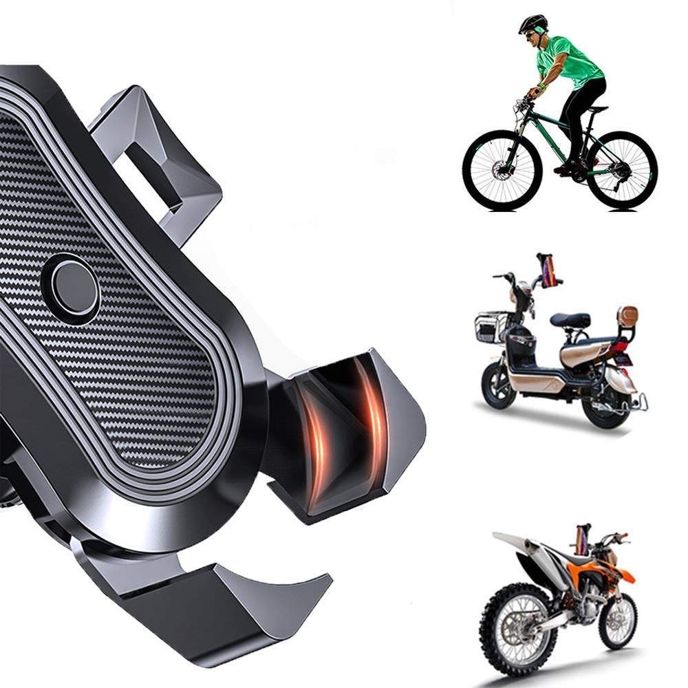 Yiicon Motorcycle & Bike Phone Mount Holder Adjustable Bicycle Bike Handlebar Clip Mount Holder Anti-Shake Universal 360° Adjustable?Apply 4-6.8 Inch Smartphone?