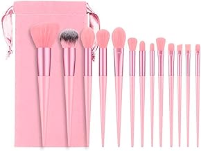 13 Piece Professional Makeup Brush Set with Velvet Bag – Brushes for Blush, Eye Shadow, Foundation and More – Complete Set for Perfect Makeup and Look (Pink)