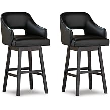 Signature Design by Ashley 31" Tallenger Modern Pub Height Upholstered Swivel Barstool Set of 2, Black & Dark Brown