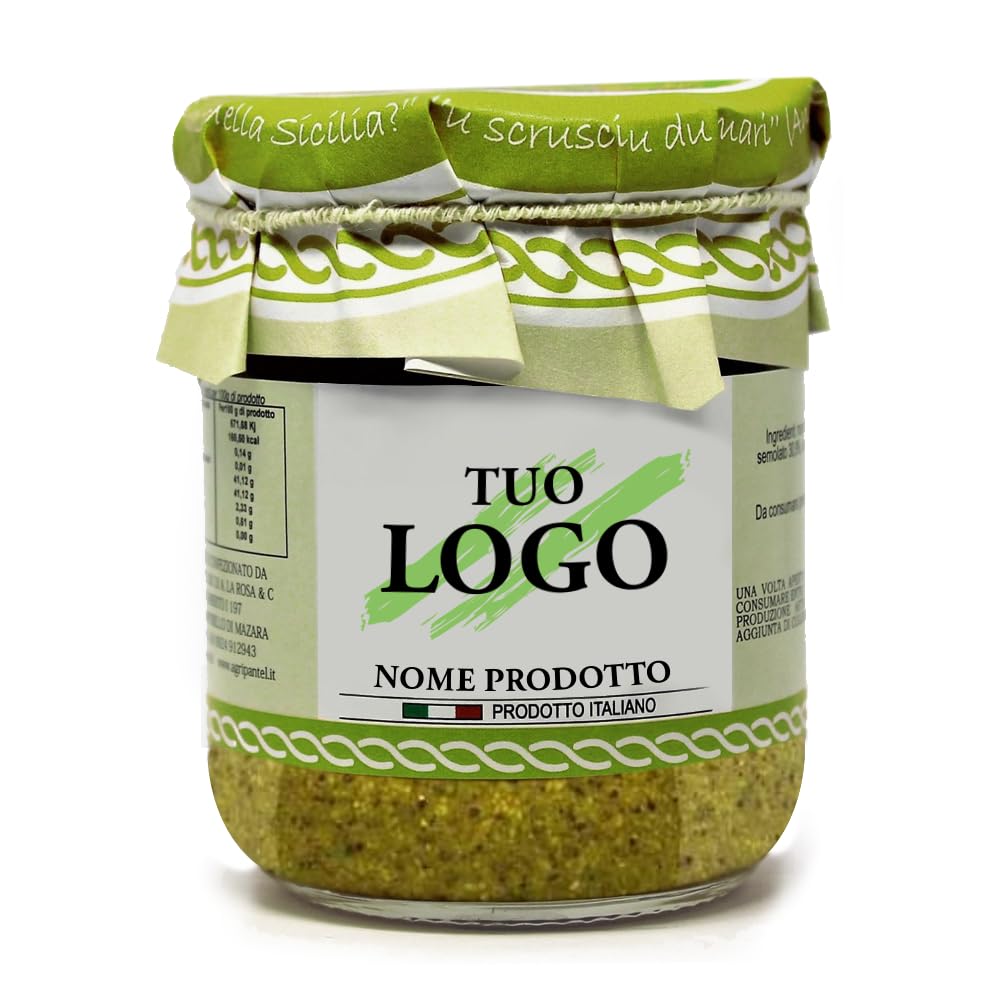 2 cartoni Pesto Pronto al Pistacchio Condimento per pasta con etichetta personalizzabile - Prodotti Tipici Siciliani