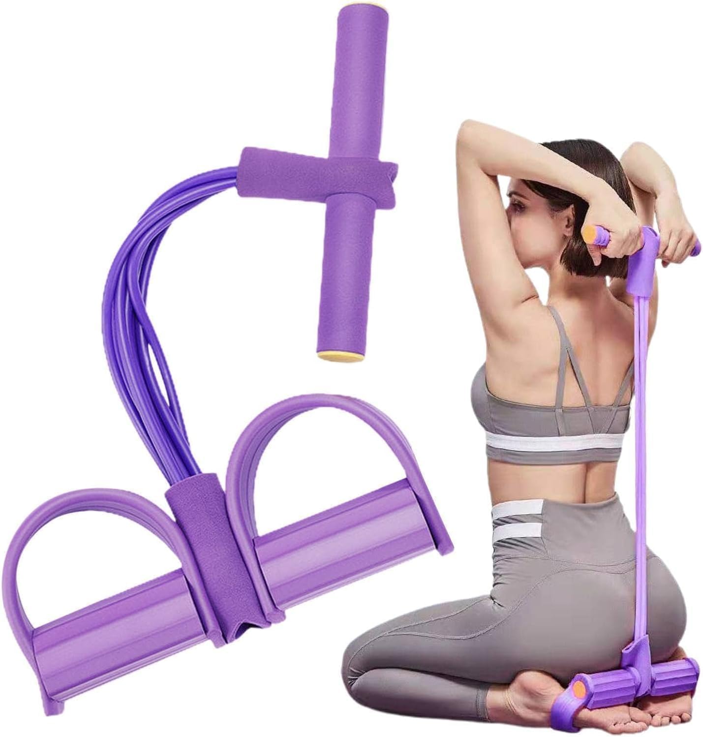 Pull Reducer Training Bands 4 Tubes Body Trimmer Pedal Exerciser Yoga Crossfit Exercise, Arm Exercise, Tummy Body Building Training Men and Women (Multicolor) (P - 1 Pull Reducer)-image-48