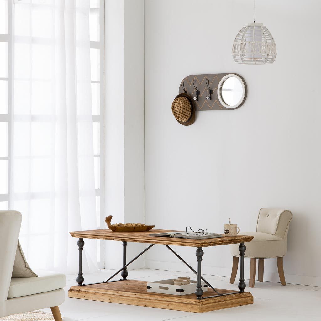 Patère avec miroir bois et métal pour optimiser l'entrée