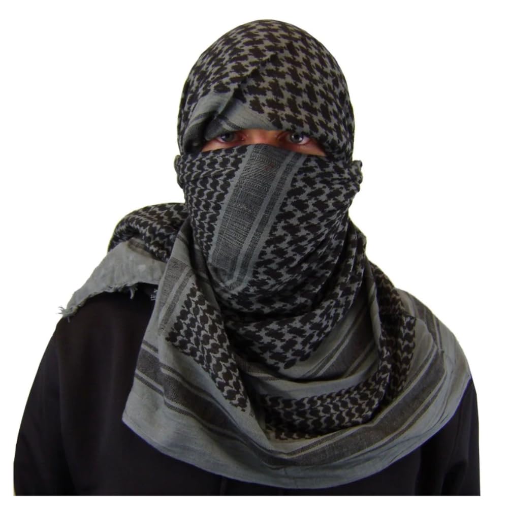 Cotton Shemagh Keffiyeh Scarf – Lightweight Tactical Desert Head Neck Wrap, Sun Protection Outdoor Scarf for Summer Hiking